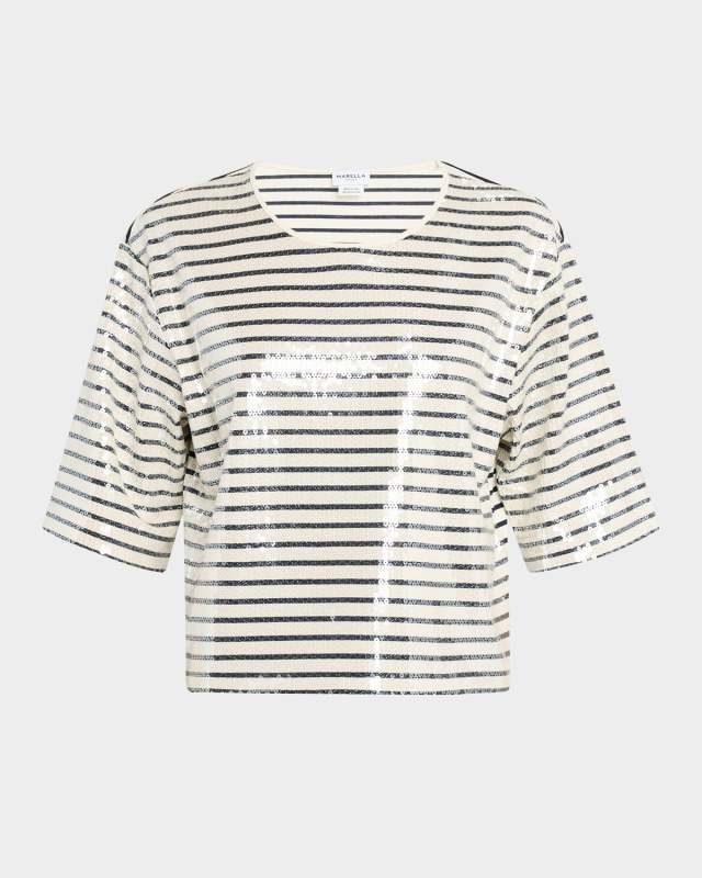 Gardone Boxy Striped Sequin T